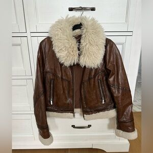 BCBG Faux Leather Sherpa jacket